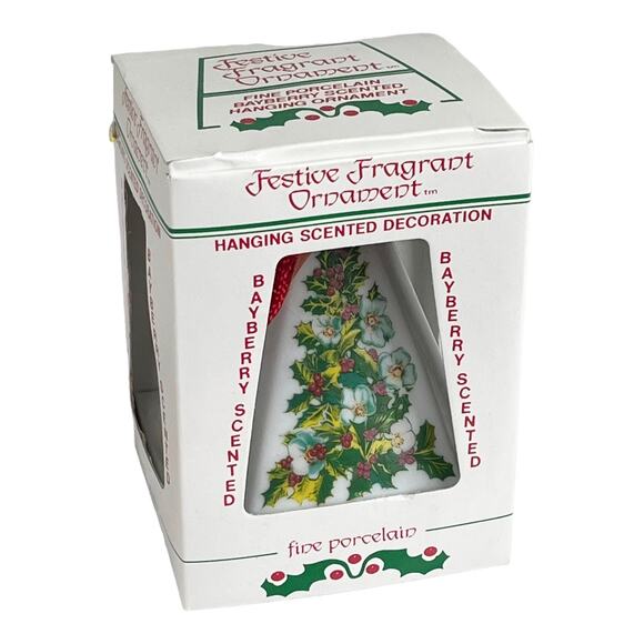 VTG Jasco Festive Fragrant ORNAMENT 3.5" Holiday Decor Holly Berry Trees In Box - Picture 4 of 5